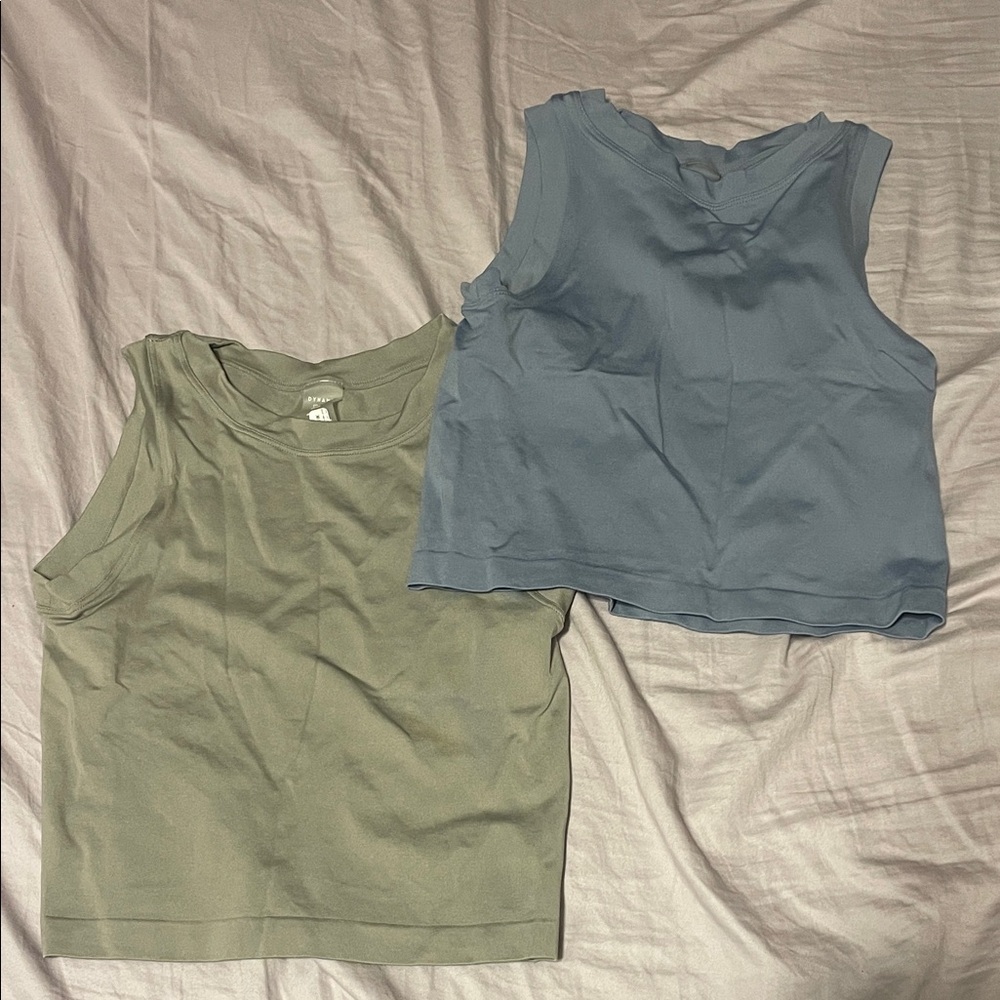 Olive and Slate Sleeveless Tops